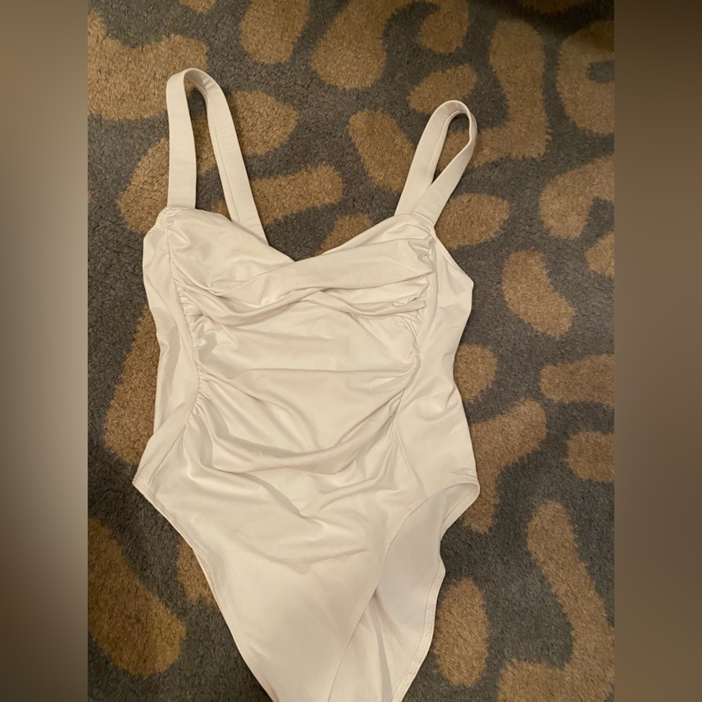 Brand New White Zara Ruched Bodysuit